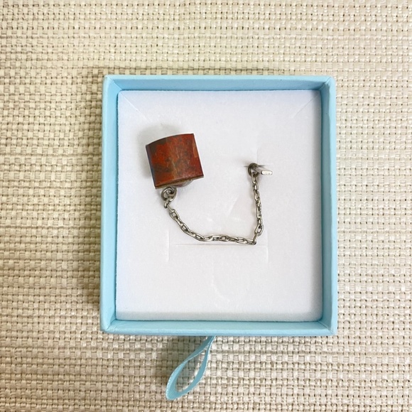 Vintage Natural Jasper Gemstone Tie Tack Pin Silver Tone Chain/Wrap - Picture 1 of 5